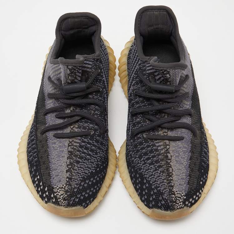 مملوكة مسبقًا Yeezy x Adidas Black/Grey Knit Fabric Boost 350 V2 Carbon Sneakers Size 38