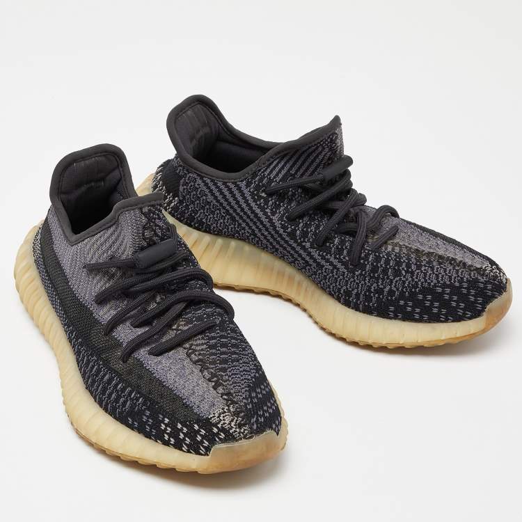 مملوكة مسبقًا Yeezy x Adidas Black/Grey Knit Fabric Boost 350 V2 Carbon Sneakers Size 38