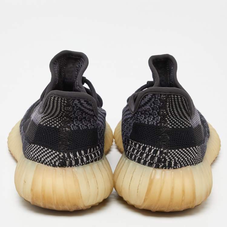 مملوكة مسبقًا Yeezy x Adidas Black/Grey Knit Fabric Boost 350 V2 Carbon Sneakers Size 38