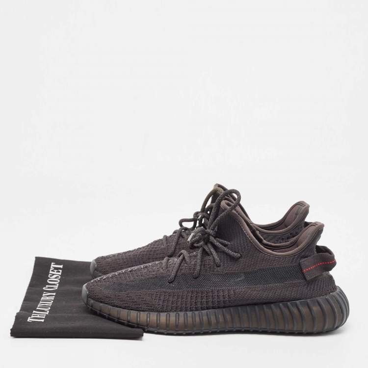 Pre Owned Adidas x Yeezy Black Knit Fabric Boost 350 V2 Cinder Sneakers Size 44 1/3