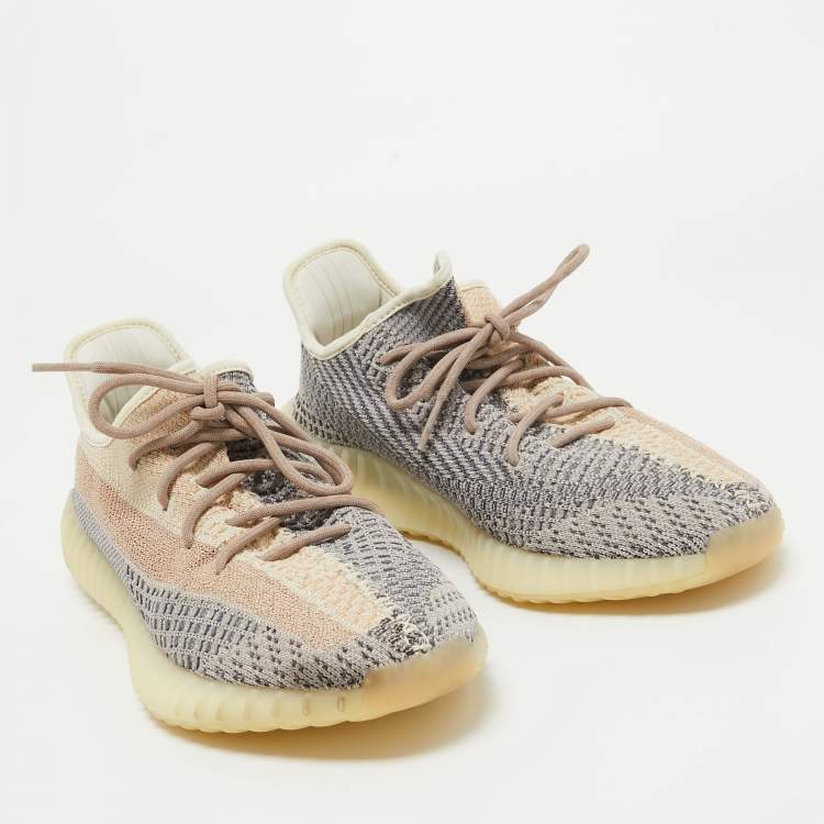 مملوكة مسبقًا Yeezy x adidas Multicolor Knit Fabric Boost 350 V2 Ash Pearl Sneakers Size 47 2/3