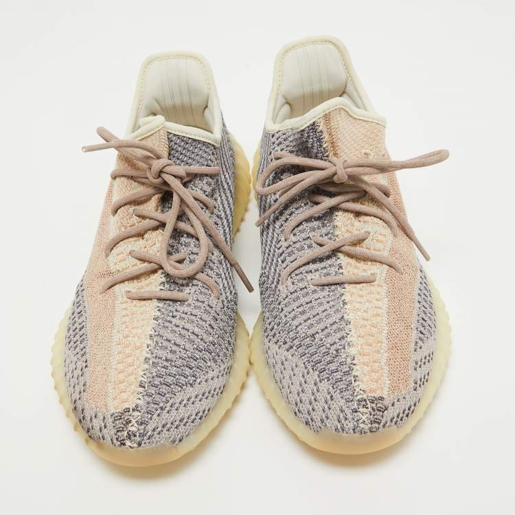 مملوكة مسبقًا Yeezy x adidas Multicolor Knit Fabric Boost 350 V2 Ash Pearl Sneakers Size 47 2/3