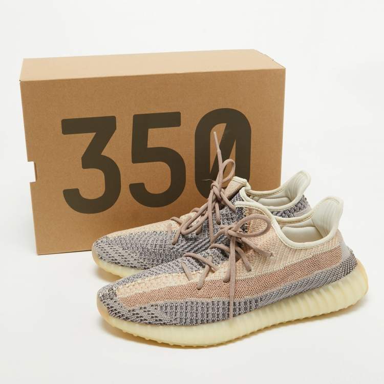 مملوكة مسبقًا Yeezy x adidas Multicolor Knit Fabric Boost 350 V2 Ash Pearl Sneakers Size 47 2/3