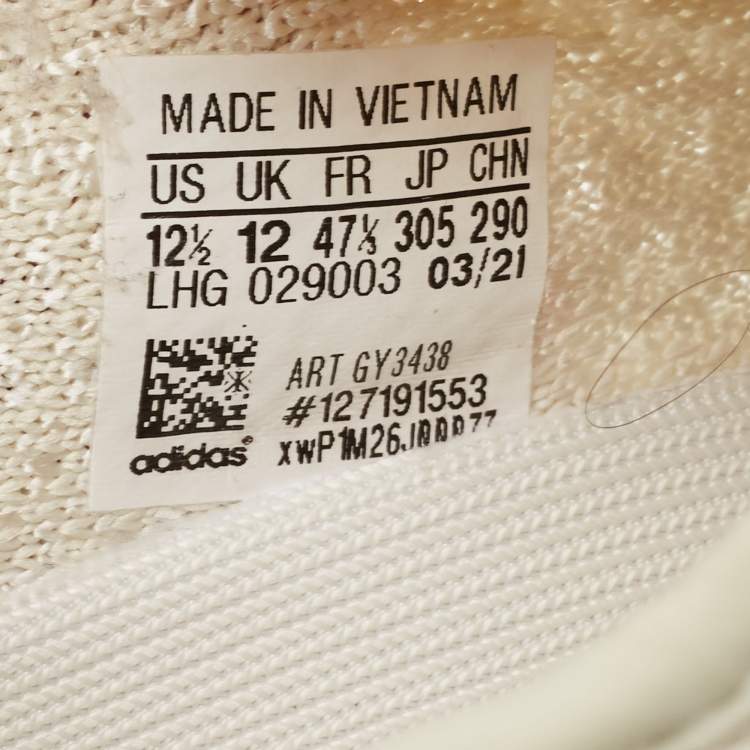 Pre Owned Yeezy x Adidas White Knit Fabric Boost 350 V2 Light Sneakers Size 47 1/3