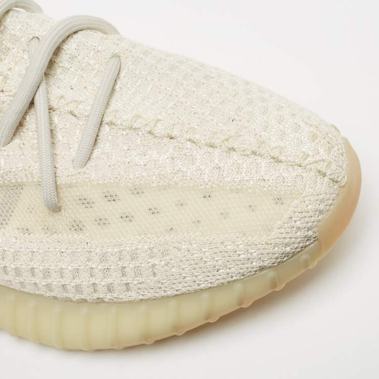 Pre Owned Yeezy x Adidas White Knit Fabric Boost 350 V2 Light Sneakers Size 47 1/3