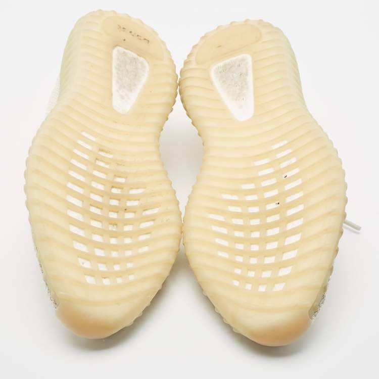 Pre Owned Yeezy x Adidas White Knit Fabric Boost 350 V2 Light Sneakers Size 47 1/3