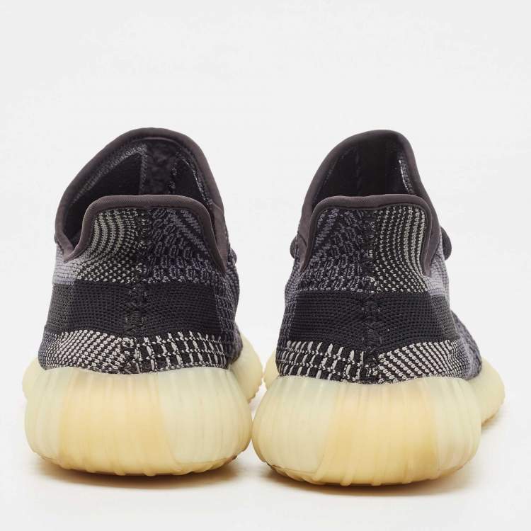 Pre Owned Yeezy x Adidas Black Knit Fabric Boost 350 V2 Carbon Sneakers Size 47 1/3