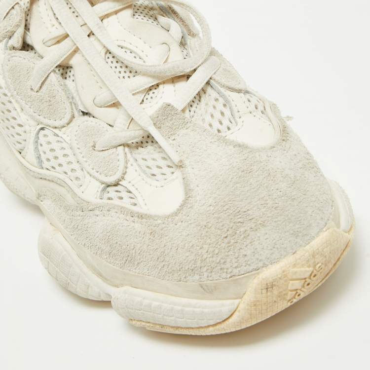 Pre Owned Yeezy x Adidas White Suede and Mesh Boost 500 Bone White Sneakers Size 36 2/3