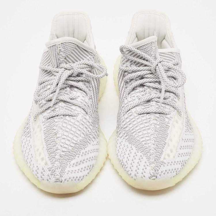 Pre Owned Yeezy x Adidas Grey/White Knit Fabric Boost 350 V2 Static Sneakers Size 42