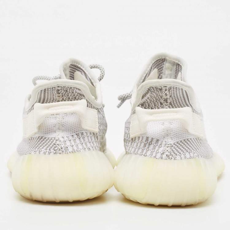Pre Owned Yeezy x Adidas Grey/White Knit Fabric Boost 350 V2 Static Sneakers Size 42