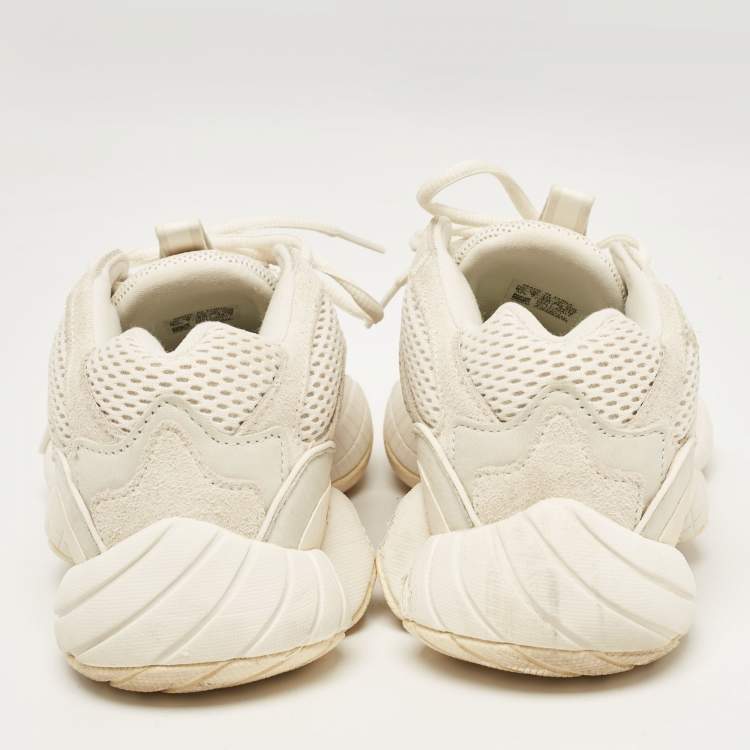 Pre Owned Yeezy x Adidas White Mesh and Suede 500 Bone White Sneakers Size 42
