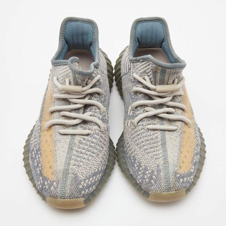 Pre Owned Yeezy x Adidas Two Tone Knit Fabric Boost 350 V2 Israfil Sneakers Size 38