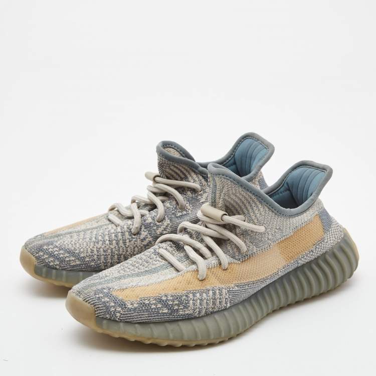 Pre Owned Yeezy x Adidas Two Tone Knit Fabric Boost 350 V2 Israfil Sneakers Size 38