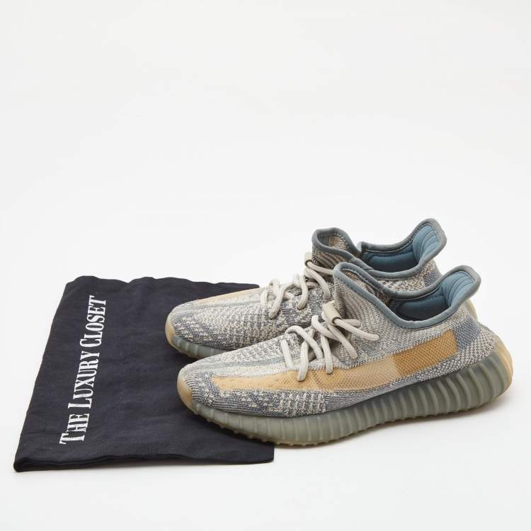 Pre Owned Yeezy x Adidas Two Tone Knit Fabric Boost 350 V2 Israfil Sneakers Size 38