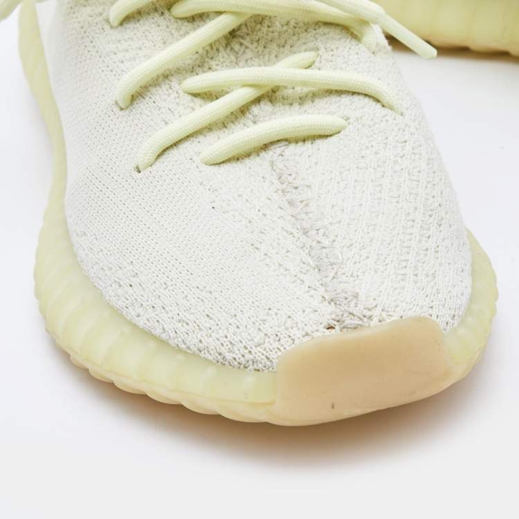 Pre Owned Yeezy x Adidas Light Yellow Knit Fabric Boost 350 V2 Butter Sneakers Size 41 1/3