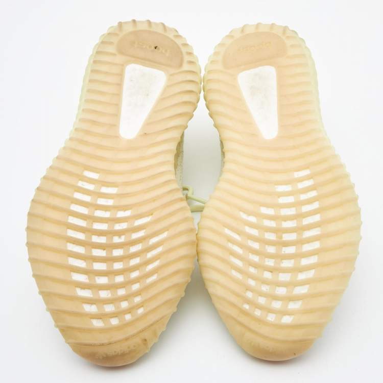 Pre Owned Yeezy x Adidas Light Yellow Knit Fabric Boost 350 V2 Butter Sneakers Size 41 1/3