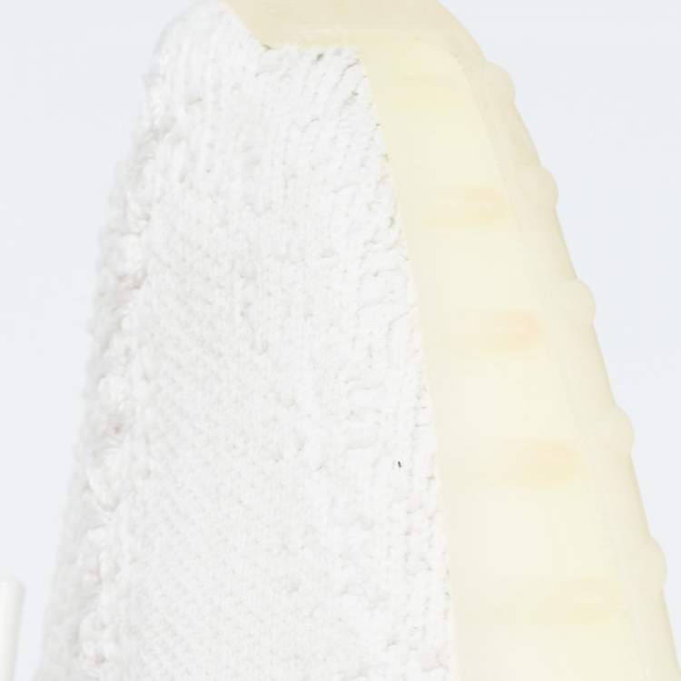 Pre Owned Yeezy x Adidas White Knit Fabric Boost 350 V2 Cream Sneakers Size 46 2/3