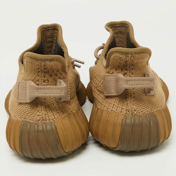 Pre Owned Yeezy x Adidas Brown Knit Fabric Boost 350 V2  Earth Sneakers Size 40 2/3
