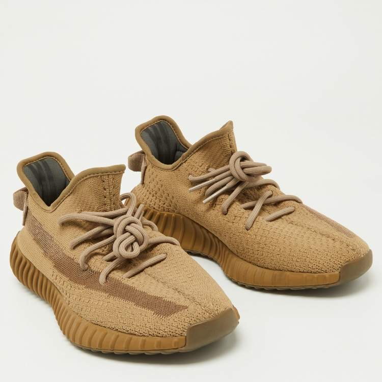 Pre Owned Yeezy x Adidas Brown Knit Fabric Boost 350 V2  Earth Sneakers Size 40 2/3