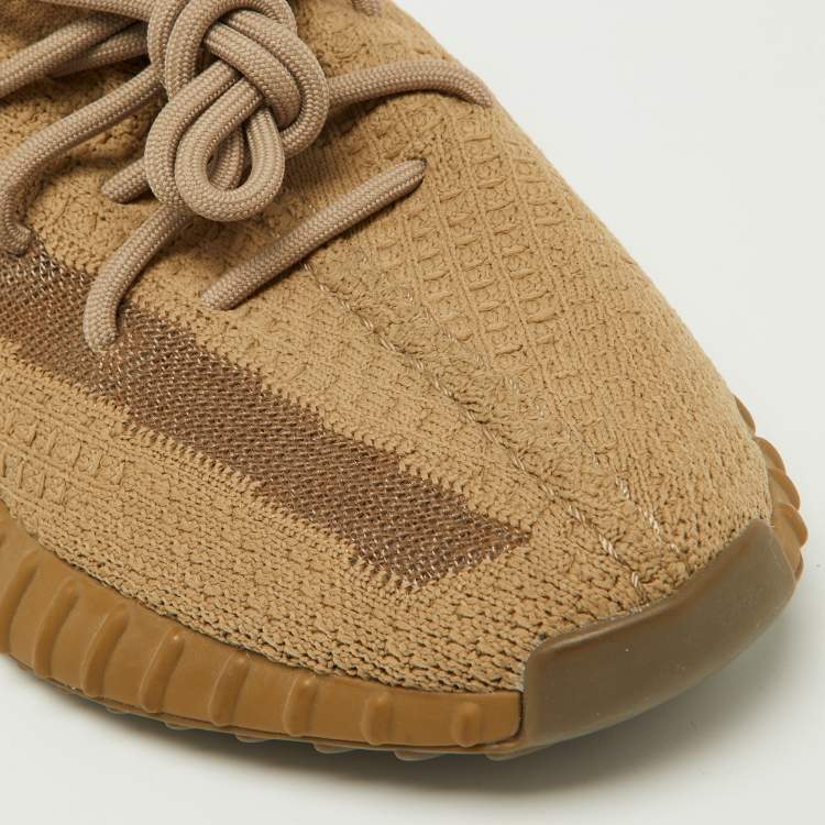 Pre Owned Yeezy x Adidas Brown Knit Fabric Boost 350 V2  Earth Sneakers Size 40 2/3