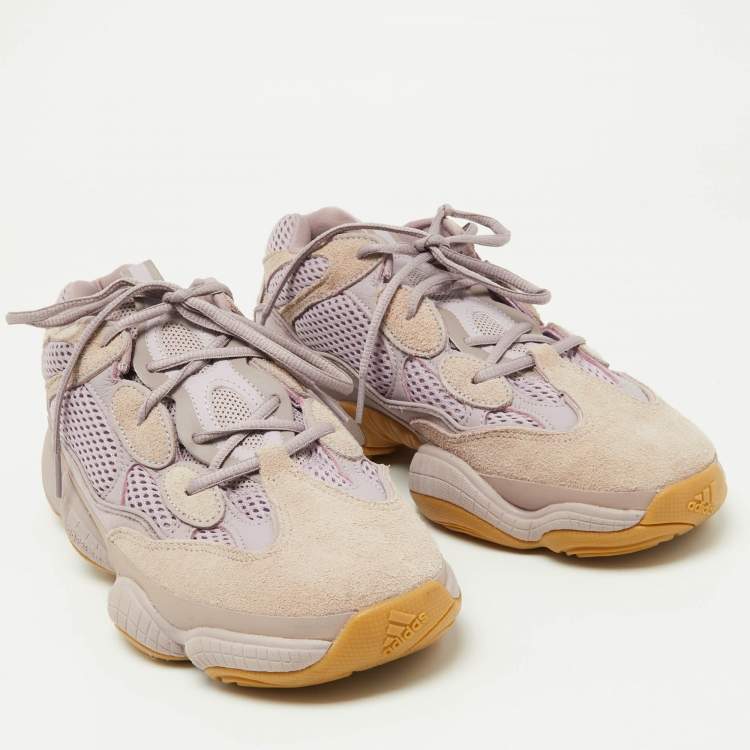 Pre Owned Yeezy x Adidas Purple Mesh and Suede 500 Soft Vision Sneakers Size 42 2/3
