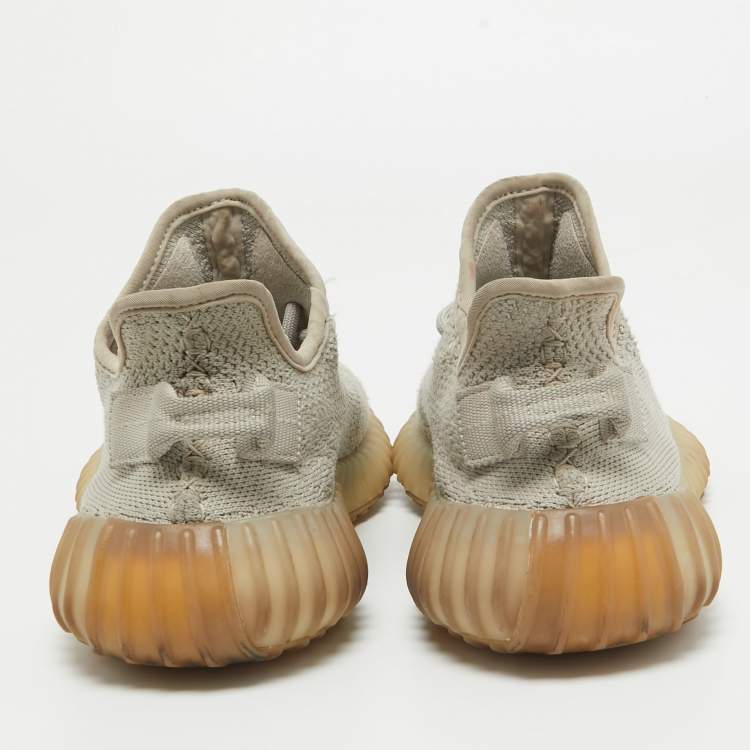 Pre Owned Yeezy x Adidas Grey Knit Fabric Boost 350 V2 Sesame Sneakers Size 37 1/3