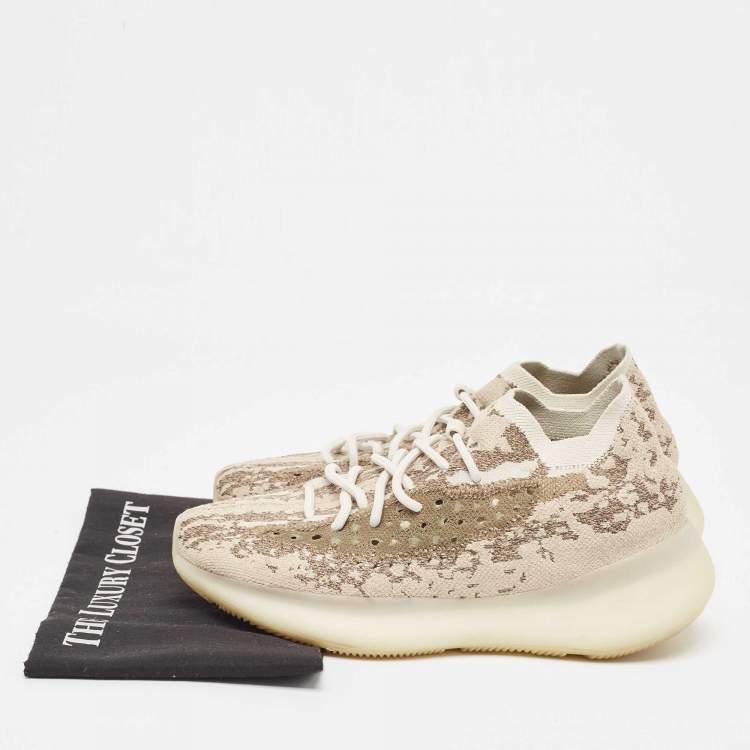 Pre Owned Yeezy x Adidas Brown Knit Fabric Boost 380 Pyrite Sneakers Size 43 1/3