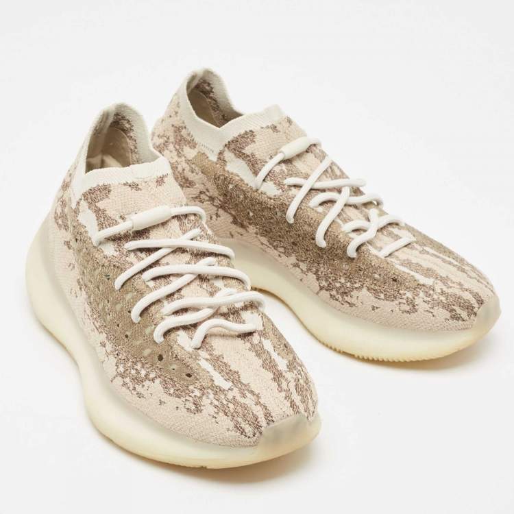 Pre Owned Yeezy x Adidas Brown Knit Fabric Boost 380 Pyrite Sneakers Size 43 1/3