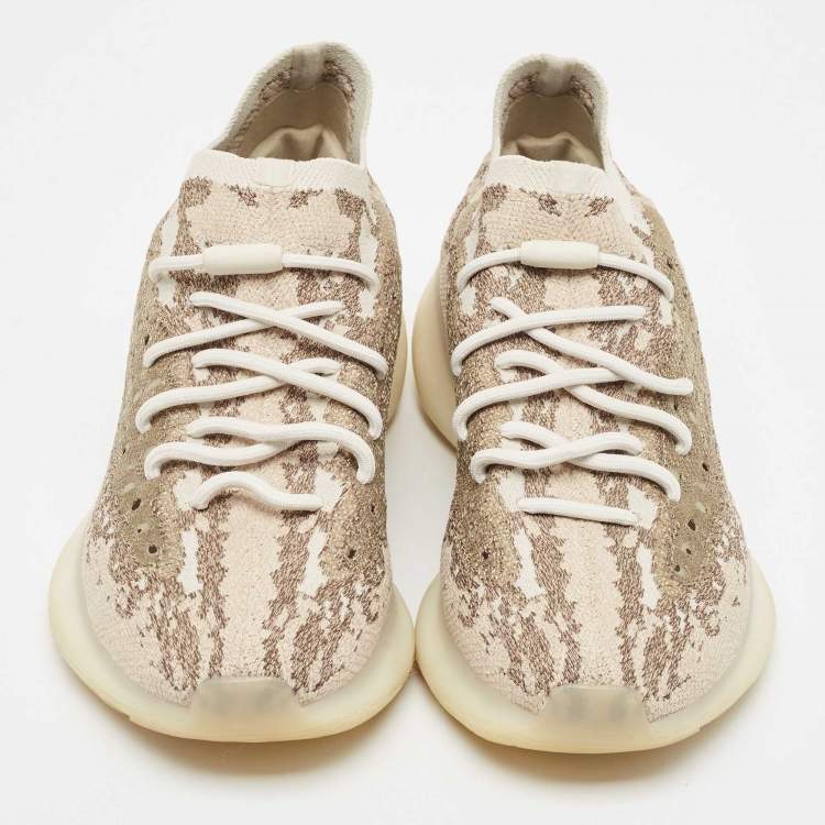 Pre Owned Yeezy x Adidas Brown Knit Fabric Boost 380 Pyrite Sneakers Size 43 1/3
