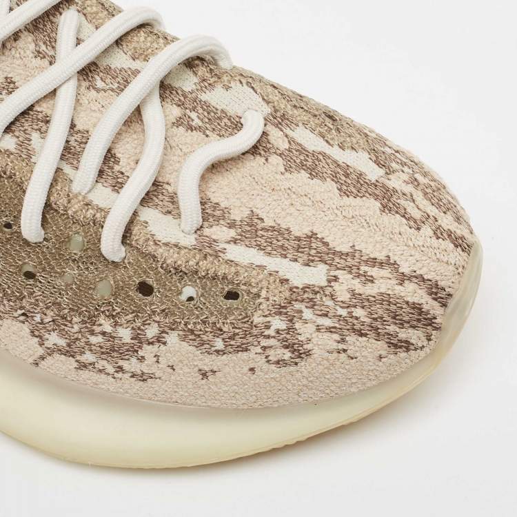 Pre Owned Yeezy x Adidas Brown Knit Fabric Boost 380 Pyrite Sneakers Size 43 1/3