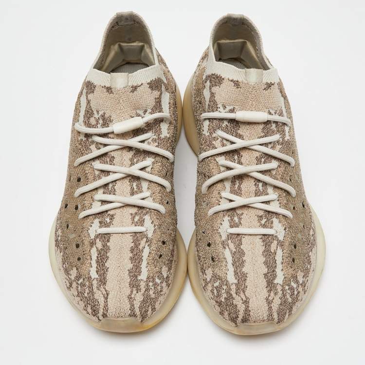 Pre Owned Yeezy x Adidas Brown Knit Fabric Boost 380 Pyrite Sneakers Size 44 2/3