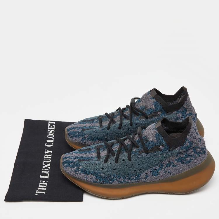 Pre Owned Yeezy x Adidas Blue Knit Fabric Boost 380 Covellite Sneakers Size 46 2/3