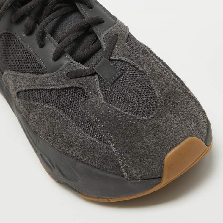 Pre Owned Yeezy x Adidas Black Suede and Mesh Boost 700 Utility Sneakers Size 45 1/3