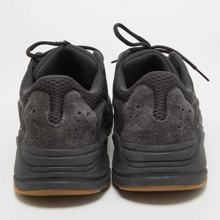 Pre Owned Yeezy x Adidas Black Suede and Mesh Boost 700 Utility Sneakers Size 45 1/3