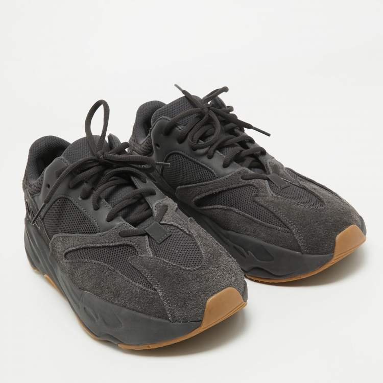 Pre Owned Yeezy x Adidas Black Suede and Mesh Boost 700 Utility Sneakers Size 45 1/3