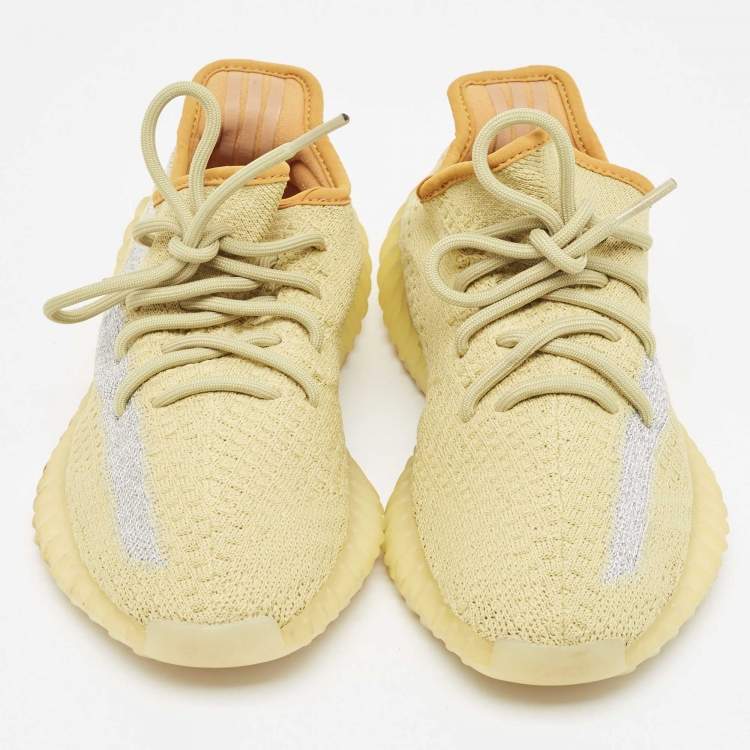 Pre Owned Yeezy x Adidas Green Knit Fabric Boost 350 V2 Marsh Sneakers Size 38 2/3