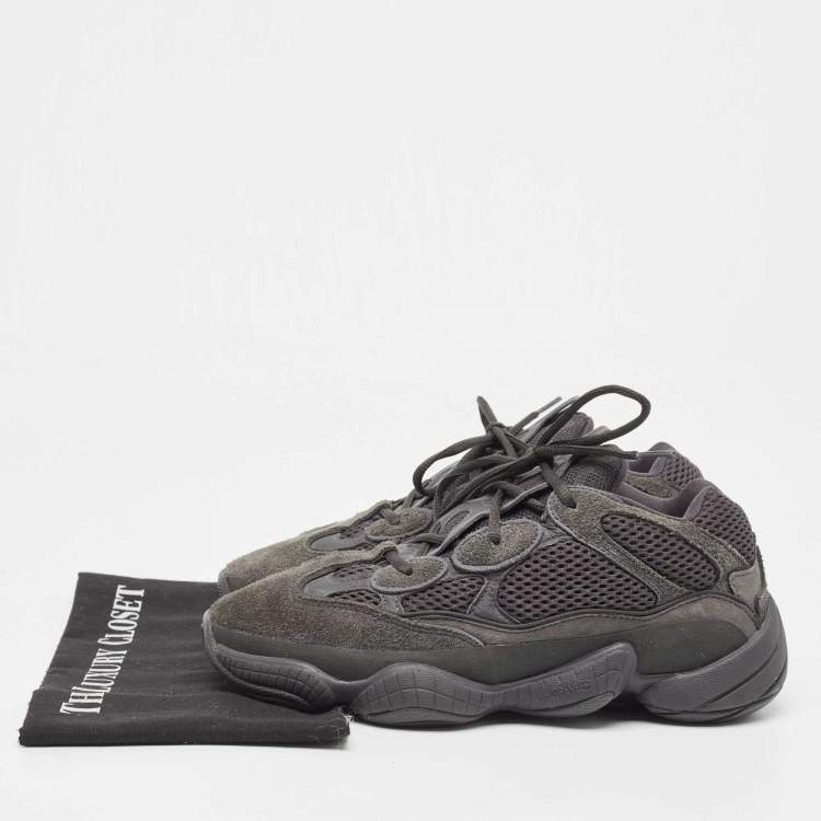 Pre Owned Yeezy x Adidas Black Suede and Mesh 500 Utility Sneakers Size 40 2/3