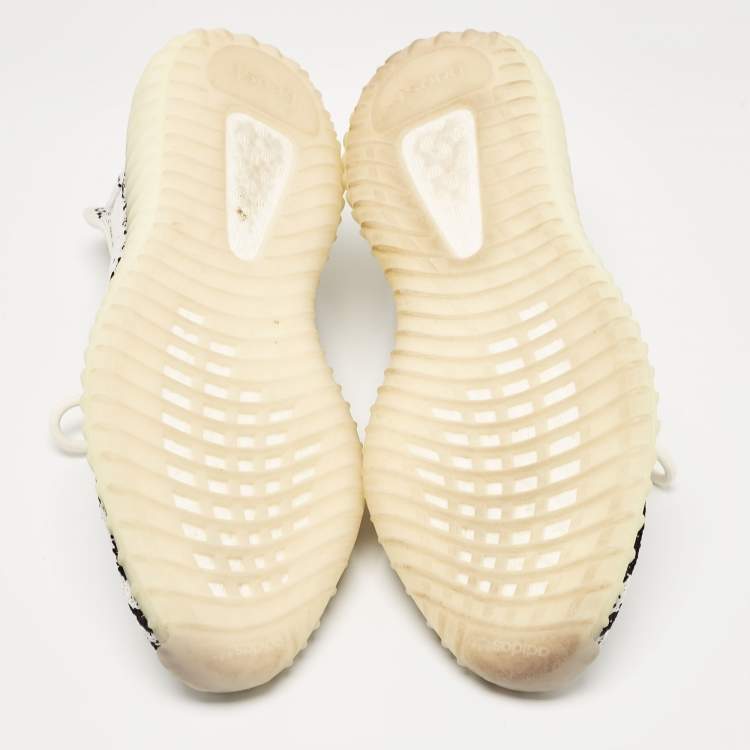 Pre Owned Yeezy x Adidas White/Black Knit Fabric Boost 350 V2 Zebra Sneakers Size 43 1/3