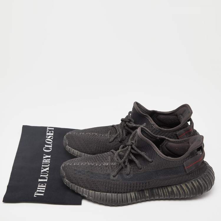 مملوكة مسبقًا Yeezy x Adidas Black Knit Fabric Boost 350 V2 Static Black Sneakers Size 44 2/3