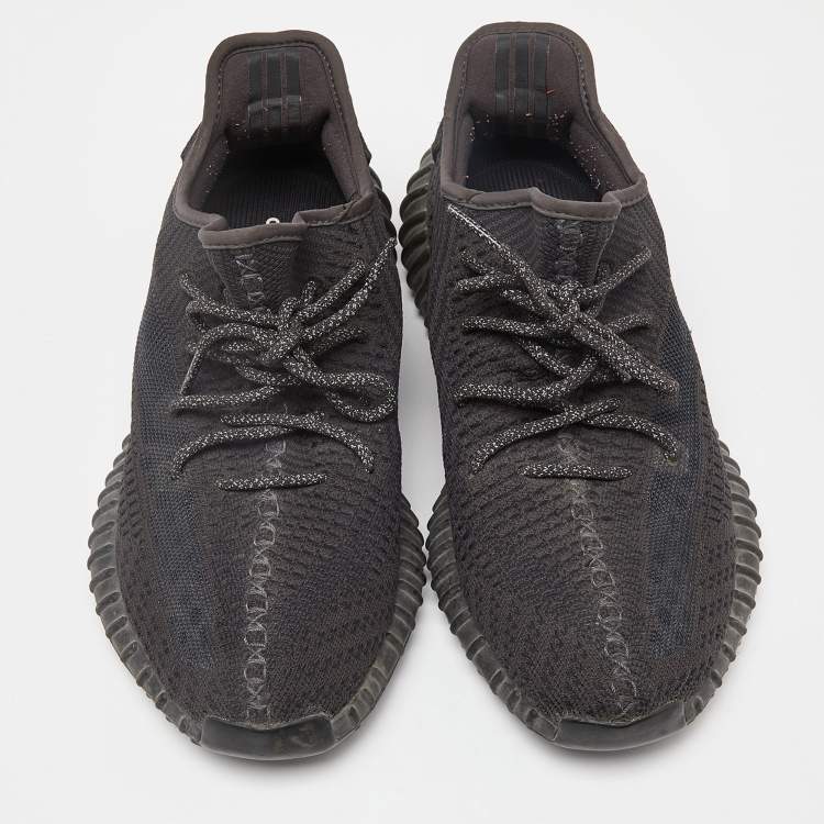 مملوكة مسبقًا Yeezy x Adidas Black Knit Fabric Boost 350 V2 Static Black Sneakers Size 44 2/3