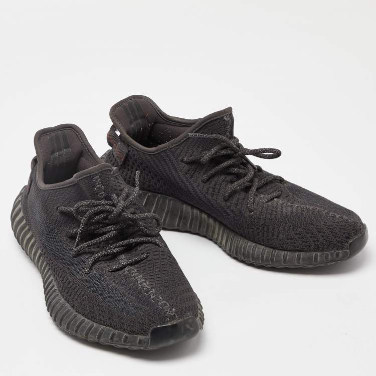 مملوكة مسبقًا Yeezy x Adidas Black Knit Fabric Boost 350 V2 Static Black Sneakers Size 44 2/3