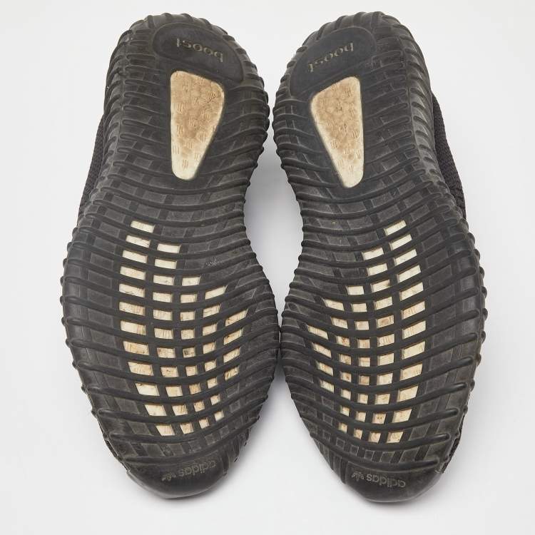 مملوكة مسبقًا Yeezy x Adidas Black Knit Fabric Boost 350 V2 Static Black Sneakers Size 44 2/3