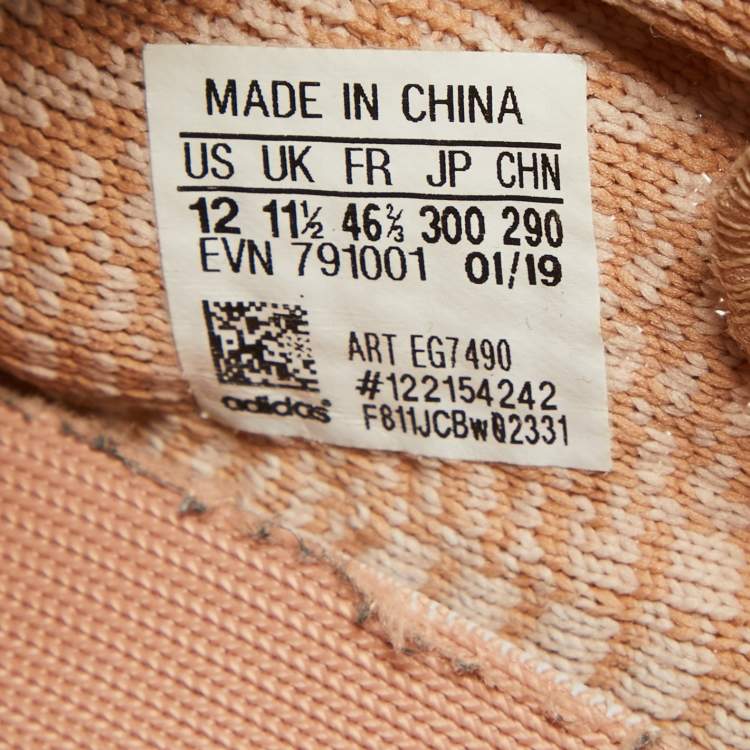 Pre Owned Yeezy x Adidas Beige Knit Fabric Boot 350 v2 Clay Sneakers Size 46 1/3 