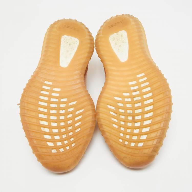 Pre Owned Yeezy x Adidas Beige Knit Fabric Boot 350 v2 Clay Sneakers Size 46 1/3 