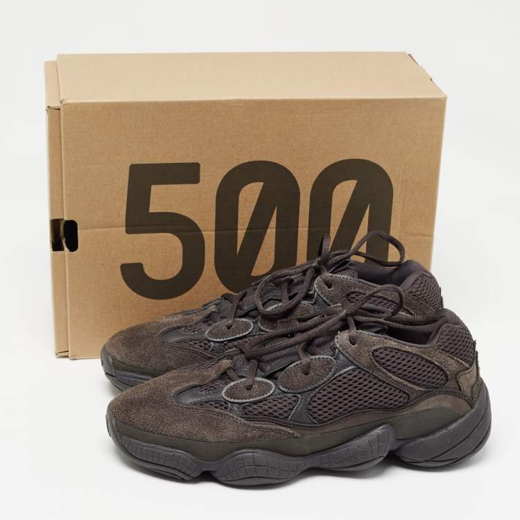 Pre Owned Yeezy x Adidas Black Mesh and Suede Yeezy 500 Utility Sneakers Size 42 2/3