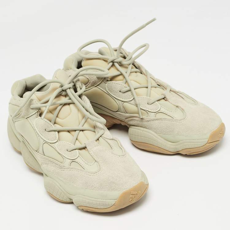 Pre Owned Yeezy x Adidas Green Neoprene and Suede 500 Stone Sneakers Size 42 2/3