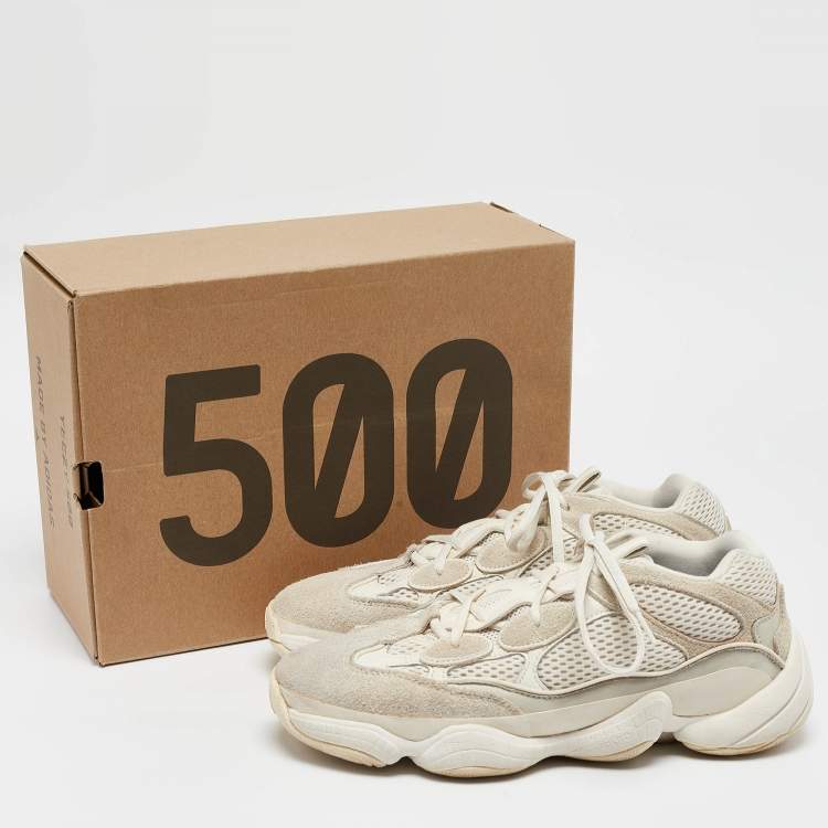 Pre Owned Yeezy x Adidas White Mesh and Suede 500 Bone White Sneakers Size 42 2/3