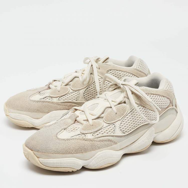 Pre Owned Yeezy x Adidas White Mesh and Suede 500 Bone White Sneakers Size 42 2/3