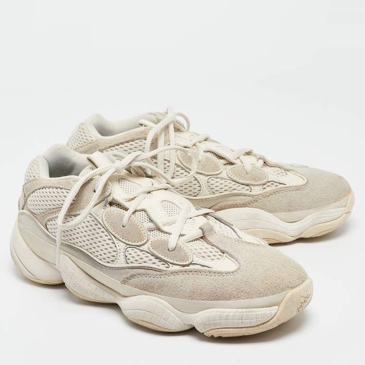 Pre Owned Yeezy x Adidas White Mesh and Suede 500 Bone White Sneakers Size 42 2/3