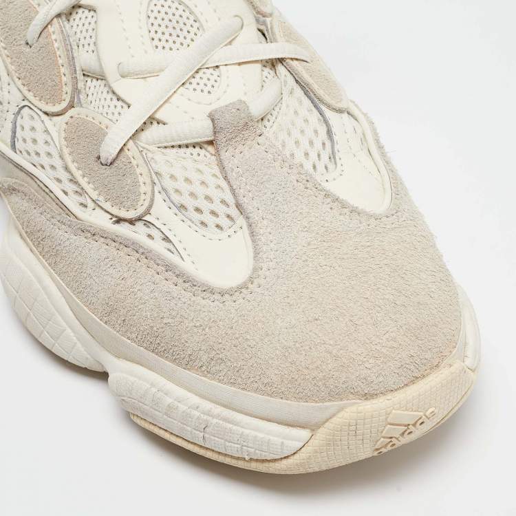 Pre Owned Yeezy x Adidas White Mesh and Suede 500 Bone White Sneakers Size 42 2/3